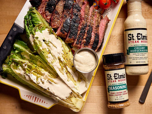 Steak and Grilled Romaine Salad