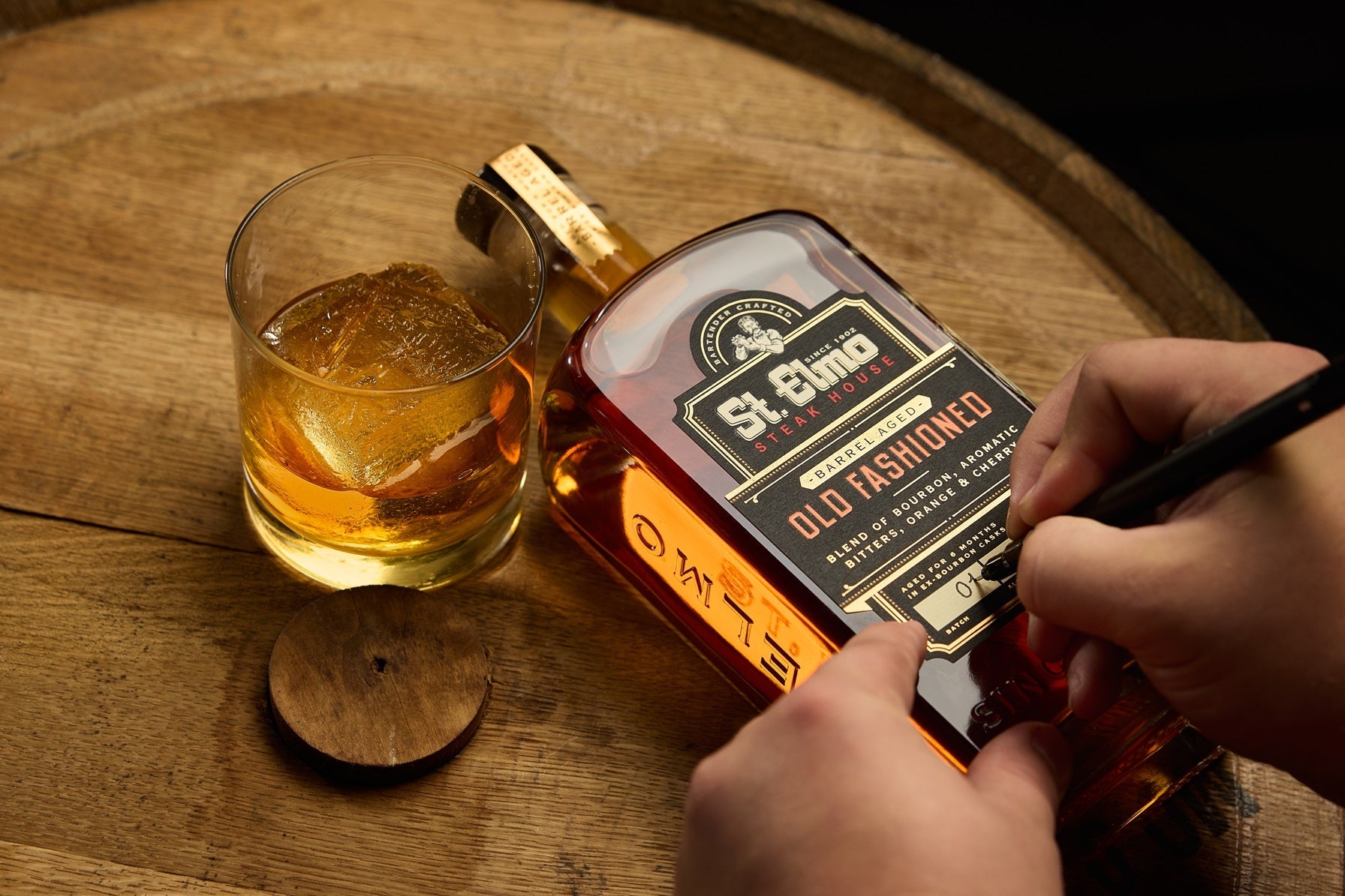 St. Elmo Cocktails Barrel Aged Old Fashioned – St. Elmo Steak House