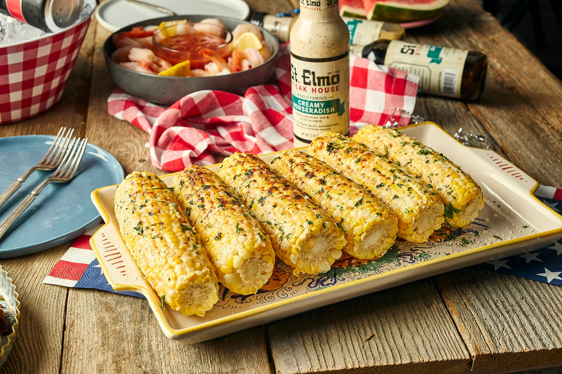 Creamy Horseradish Corn on the cob 