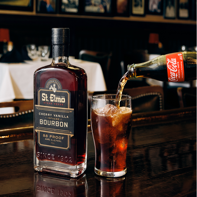 St. Elmo Steak House Elmo Cola with Cherry Vanilla Bourbon and coke-a-cola 