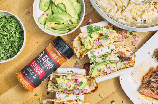 Street Corn Steak Tacos with St. Elmo Blackened Seasoning 