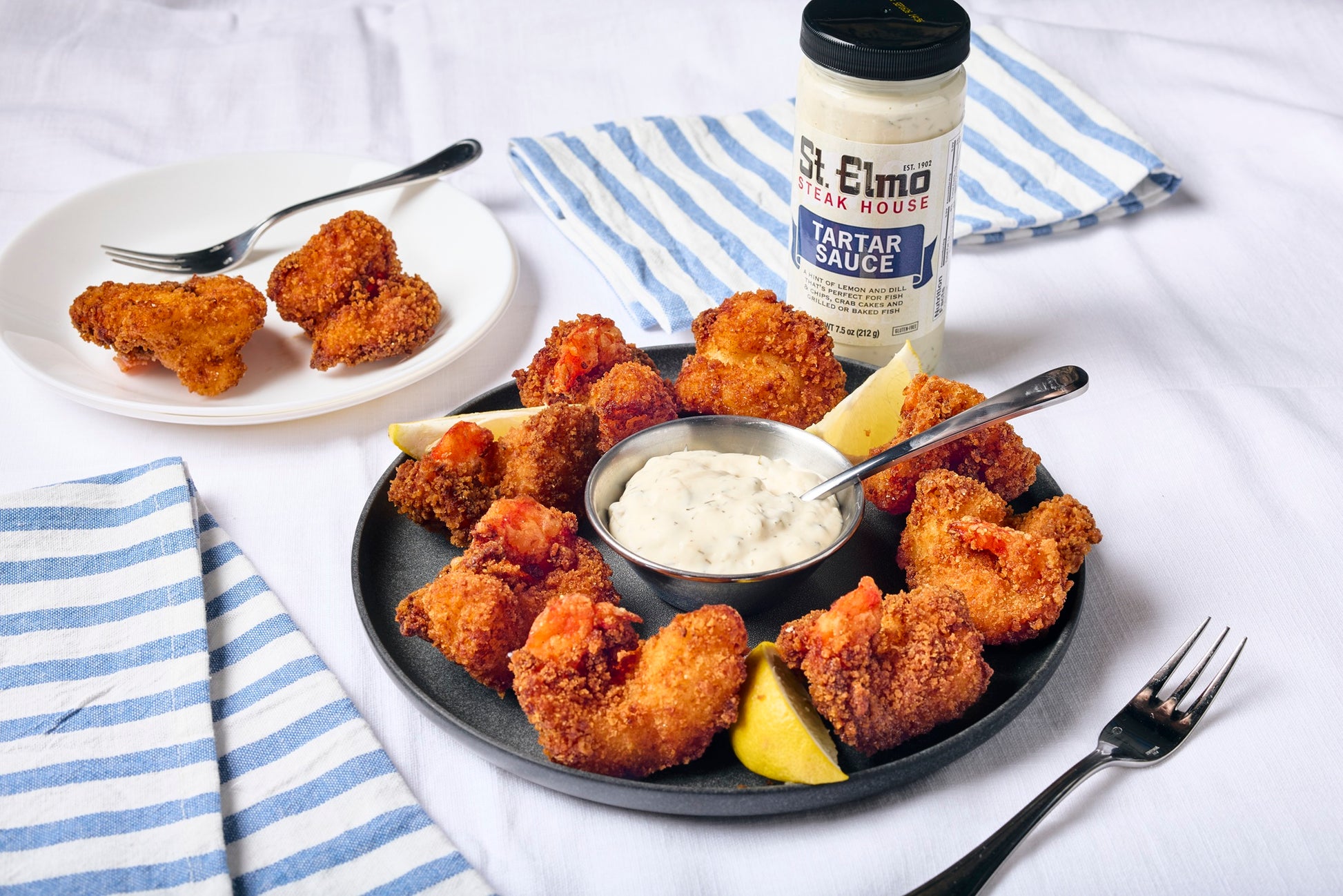 Fried shrimp with St. Elmo tartar sauce
